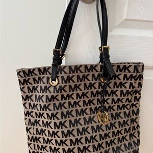 Michael Kors Signature Black and Tan Tote